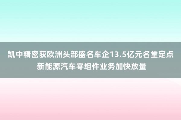 凯中精密获欧洲头部盛名车企13.5亿元名堂定点 新能源汽车零组件业务加快放量