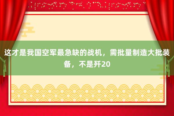 这才是我国空军最急缺的战机，需批量制造大批装备，不是歼20