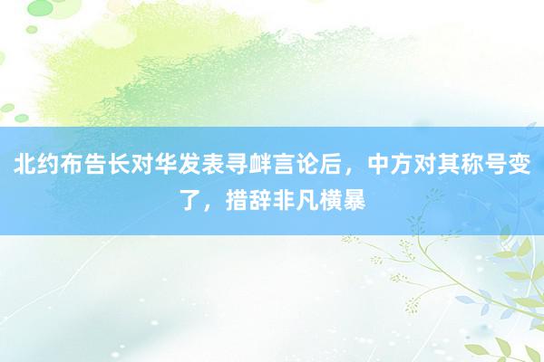 北约布告长对华发表寻衅言论后，中方对其称号变了，措辞非凡横暴