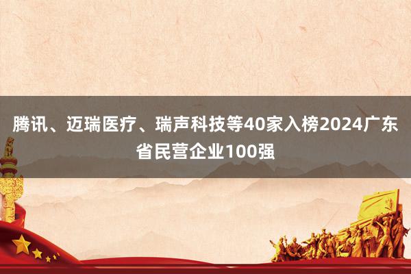 腾讯、迈瑞医疗、瑞声科技等40家入榜2024广东省民营企业100强